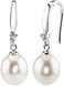THE PEARL SOURCE 9-10mm Genuine White Freshwater Cultured Pearl &amp; Cubic Zirconia Ally Earrings for Women