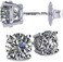 Central Diamond Center 14K Solid Gold Post &amp; Sterling Silver 4 Prong Pure Brilliance Zirconia CZ Stud Earrings 1.00ctw - 8.00ctw
