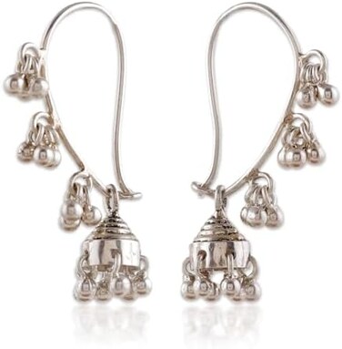 NOVICA .925 Sterling Silver Jhumki Style Jingle Bell Dangle Earrings, Music'