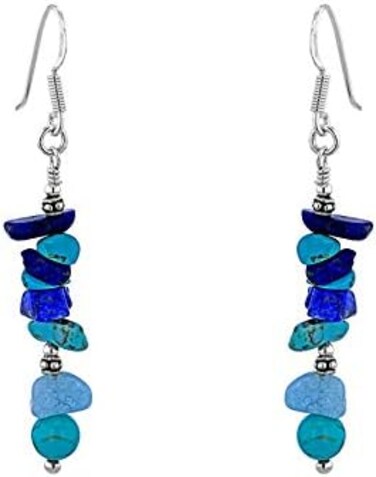 Tuscany Silver Sterling Silver and Turquoise Bead Drop Earrings