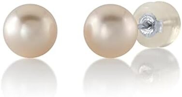 THE PEARL SOURCE 6.5-7.0mm White Japanese Akoya Real Pearl Earrings for Women - 14k Gold Stud Pearl Jewellery Earrings   Hypoallergenic Earrings with Genuine Cultured Pearls