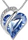 Leafael Infinity Love Heart Necklace, Birthstone Necklaces for Women with Healing Stones, Allergy-Free Jewelry for Women, Silver-Tone Pendant Necklace with Gift Box, 18+2 Inch Chain Extender