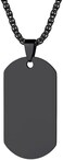 Richsteel Black Plain Dog Tag Necklace for Men ID/Name Jewelry