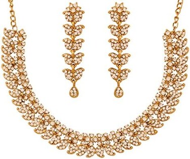 Touchstone Indian Bollywood Rhinestones Designer Bridal Jewelry Necklace Set For Women.