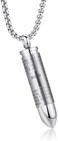 MONIYA Stainless Steel Bullet Pendant Urn Ashes Necklace Cross Lords Prayer in English, 22inch Box Chain