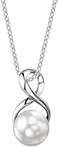 The Pearl Source Real Pearl Pendant Necklace for Women with Genuine AAAA Quality White Freshwater Cultured Pearl with Infinity Design   14K Gold Plated 925 Sterling Silver Necklace for Women