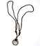 jonline24h Mens Womens Double Ring Pendant Adjustable Leather Cord Necklace Chain, Brown Silver