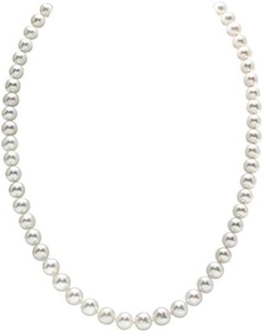 The Pearl Source 14K Gold 5.0-5.5mm AAAA Quality White Freshwater Cultured Pearl Necklace for Women in 17" Princess Length