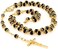 LIFETIME JEWELRY Rosary Necklace, Black Crystal Prayer Beads, 24K Gold Over Bronze, Catholic Jesus Crucifix Pendant and Virgin Mary, Guaranteed for Life, 28-30 Inches