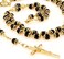 LIFETIME JEWELRY Rosary Necklace, Black Crystal Prayer Beads, 24K Gold Over Bronze, Catholic Jesus Crucifix Pendant and Virgin Mary, Guaranteed for Life, 28-30 Inches