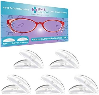 Gms Optical? 1.8mm x 13mm Short Anti-Slip Adhesive Contoured Silicone Eyeglass Nose Pads -.