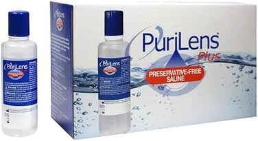 Purilens Plus Preservative Free Saline 4 Fl Oz bottles, Pack of 12