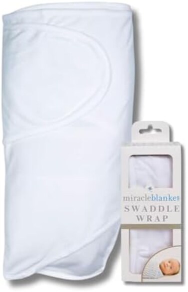 ميراكل بلانكت قماط قابل للارتداء من بيبي سليب للاطفال حديثي الولادة من الاولاد والبنات من عمر 0-3 اشهر، ابيض