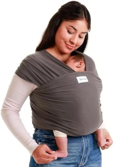 Sleepy Wrap Baby Carrier Newborn to Toddler - Hands-Free Baby Carrier Wrap - Stretchy Baby Wrap - Ergonomic Baby Wraps Carrier - Lightweight Baby Carrier Sling - Baby Body Carrier 7-35 lbs (Dark Gray)