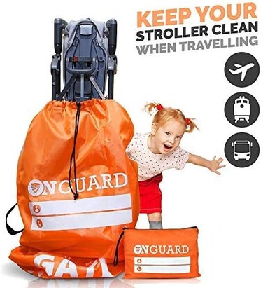 اون جارد - شنطة عربة اطفال مزدوجة مع شنطة تخزين   شنطة سفر لعربة الاطفال   بوليستر مقاوم للماء والتمزق   غطاء بوابة صغير قابل للطي لعربات الاطفال   شنطة عربة اطفال عالمية للطائرة