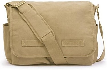 حقيبة ماسنجر كلاسيكية كلاسيكية - حقيبة كتف أصلية من قماش قطني ثقيل الوزن مع ميزات مطورة