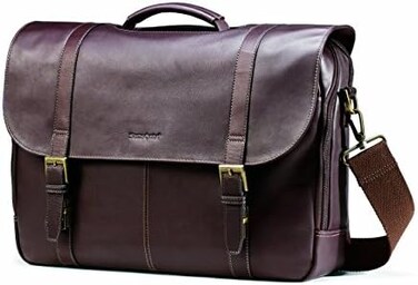 حقيبة كمبيوتر محمول بغطاء قلاب من الجلد الكولومبي سامسونايت