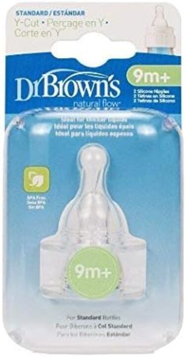 حلمات للاطفال من الجنسين من دكتور براونز من السيليكون الطبيعي بقصة على شكل حرف Y - 4 حلمات