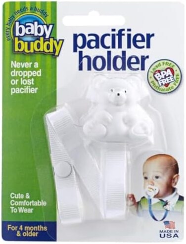 بيبي بدي مشبك حامل اللهاية - مشابك دب عصرية لطيفة على قميص الطفل، عضاضة للعضاضة - للاطفال بعمر 4 اشهر فما فوق - مشبك لهاية للاطفال الصغار الاولاد والبنات، عدد 1، متعدد الالوان