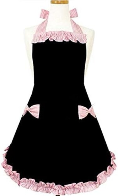 هايزرز مرايل عصرية لطيفة للنساء والفتيات للنادلة والطبخ والمطبخ والمنزل والطبخ والشيف مريلة فستان هدية مقاس واحد (متوسط) اسود