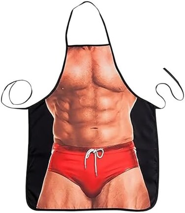 هاكسن مريلة مطبخ للطهي للنساء والرجال والطهاة، مريلة مضحكة، سراويل سباحة حمراء للرجال, أحمر، شورت سباحة للرجال