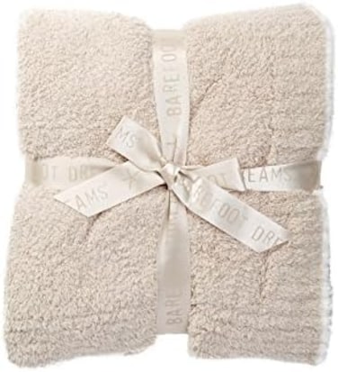 Barefoot Dreams Contrast Trim Throw Blanket 45" x 60" (Stone/White)