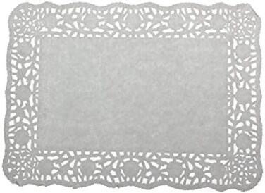 ال جيه واي 100 قطعة من المفارش الورقية المستطيلة من الدانتيل بلون اوف وايت لتغليف الكيك وتزيين ادوات المائدة لحفلات الزفاف (8 انش × 12 انش)