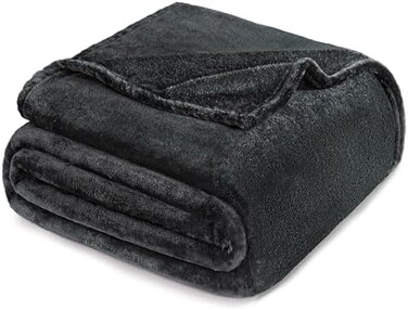 بطانية سرير مخملية من صوف الفلانيل مقاس مزدوج كمفرش سرير، غطاء سرير (60 × 80 انش، رمادي داكن) ناعمة وخفيفة الوزن ودافئة ومريحة