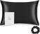 ALASKA BEAR Silk Pillowcase for Hair and Skin Beauty Sleep 100 Real Mulberry Silk Anti-Aging Pillow Slip Case Cover Standard Size with Zipper (1pc, Black)