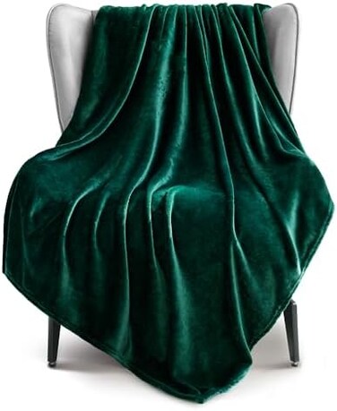 اكسكلوسيفو ميزكلا بطانية صوف كبيرة جدًا للاريكة والسرير، بطانيات فائقة النعومة ودافئة ومريحة ومخملية وخفيفة الوزن (50 × 70 انش، اخضر فوريست)