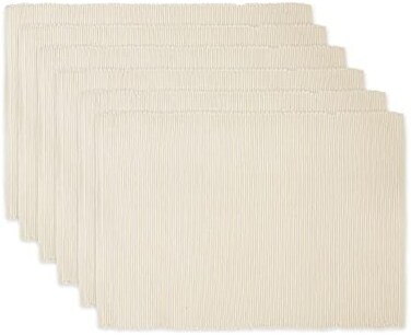 مفرش طاولة بيسيك للاستخدام اليومي من دي اي اي، مصنوع من القطن بنسبة 100%، مقاس 13×19، طبيعي، 6 قطع