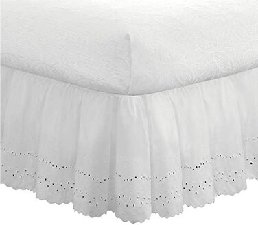 تنورة سرير كوين وايت FRE30018WHIT03 من فريش آيدياز