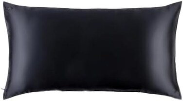 سليب غطاء وسادة سيلك كينغ، اسود (20 انش × 36 انش) - غطاء وسادة من حرير التوت النقي 100% 22 موم - مضاد للشيخوخة ومضاد لراس السرير ومضاد للتجعد اثناء النوم