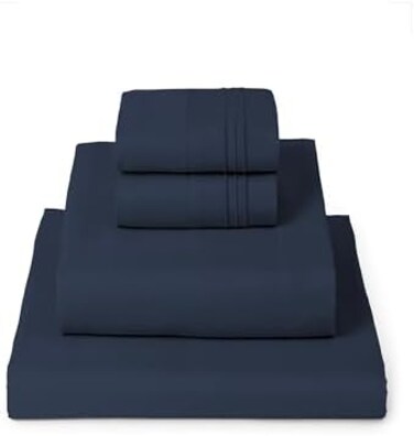 ميلاني طقم ملاية سرير من المايكروفايبر المصقول 1800 - جيب عميق، مقاوم للتجاعيد والبهتان والبقع - لا يسبب الحساسية، مقاس كينج بلو 701722982307