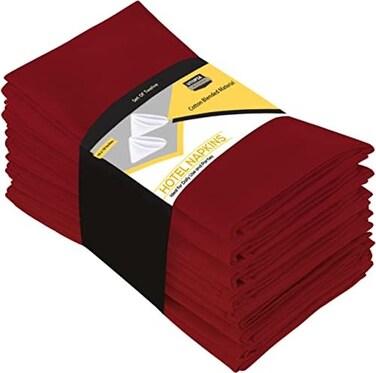 يوتوبيا كيتشن مناديل قماشية حمراء [12 قطعة، 18 × 18 انش] مناديل مائدة من مزيج القطن قابلة للغسل واعادة الاستخدام للفنادق والغداء والمطاعم وحفلات الزفاف والمناسبات والحفلات