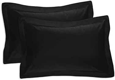 أغطية وسائد من قماش البوبلين المُخصصة من فريش آيدياز - غطاء وسادة رائع للسرير - أسود، مقاس كينج، قطعة واحدة (50.8 × 91.44 سم)