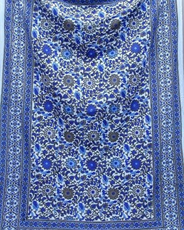 انديا ارتس الهند الفنون الهندية المفرش ؟ القطن طباعة عباد الشمس، أزرق-جي ار