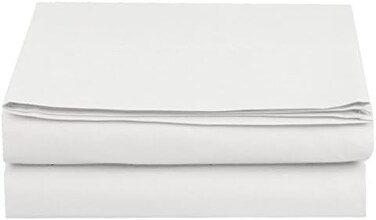 اليجنت كومفرت ملاءة مسطحة فاخرة على أمازون خالية من التجاعيد 1500 بجودة فندقية من قطعة واحدة، مقاس كوين، ابيض