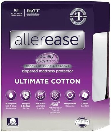 واقي مرتبة بسحّاب مريح وحماية فائقة من الحساسية من أليرإيز، كامل