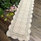 KEPSWET Cotton Handmade Crochet Lace Table Runner Beige Rectangle Coffee Table Dresser Decor (14x72 inch)