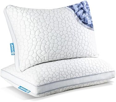 وسائد ميموري فوم ممزقة من قطعتين من الرايون مشتق من الخيزران مقاس كوين، وسائد جل تبريد للنوم، وسائد قابلة للتعديل للنوم على الجانب والبطن والظهر مع غطاء قابل للغسل