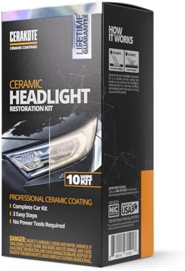 CERAKOTE Ceramic Headlight Restoration Kit - Guaranteed to last as long as you own your car - Restores headlights to like-new condition - 3 easy steps - No power tools required.