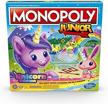 Monopoly Unicorn Junior Board Game. Indoor Family Game with a Magical Theme. 2 to 4 Players. Preschool Games. For Children Ages 5 and Up