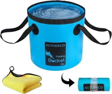 Autodeco 5 Gallon Collapsible Bucket, Portable Collapsible Water Bucket for Camping, Fishing, Travel, Outdoor Gardening and Car Washing, 1 Piece 20 Litres.