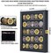 Jinchuan Military Challenge Coin Display Case, Lockable Cabinet Holder, Shadow Box with 2 Removable Groove Shelves and Anti-Fade Acrylic Glass Door for Poker and Casino Chip Collectibles, Black.