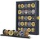 Jinchuan Military Challenge Coin Display Case, Lockable Cabinet Holder, Shadow Box with 2 Removable Groove Shelves and Anti-Fade Acrylic Glass Door for Poker and Casino Chip Collectibles, Black.