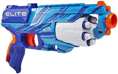 Nerf Reflex Blue Spinning Dart Launcher, 6 Elite Disruptor Blaster Reflex Darts, 6 Official Elite Darts