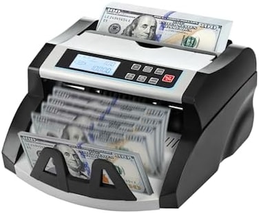جهاز عد النقود المزيفة DOMENS UV/MG/ER/DD، عداد قيمة الدولار الأمريكي، شاشة LCD لوضع إضافة الدفعة (أسود ورمادي)