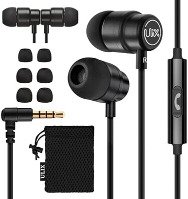 UliX YOLEX Ryder Wired In-Ear Headphones, Headphones with Microphone, Headphones with Anti-Tangle Braided Cable, 48 Ohm Bass Speaker, for iPhone, iPad, Samsung, PC and Laptop.