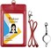 Teskyer Badge Holder, Leather ID Badge Holder with Retractable Neck Lanyard for Offices ID, School ID, Driver Licence 2 Card Slots.